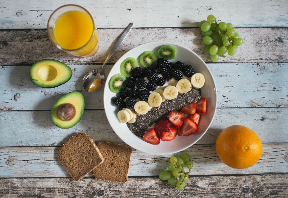 Healthy breakfast bowl with berries and granola